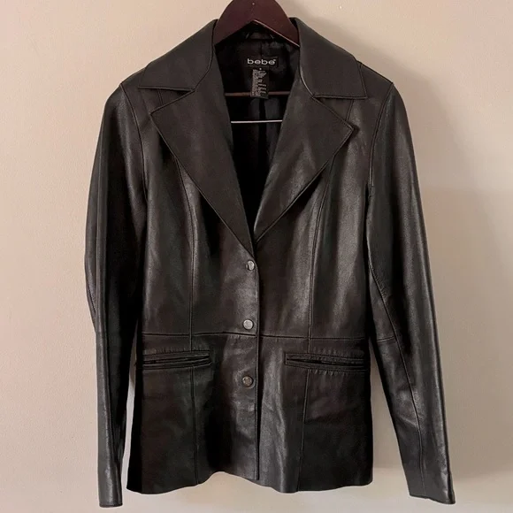 bebe Black Leather Jacket - Picture 1 of 3